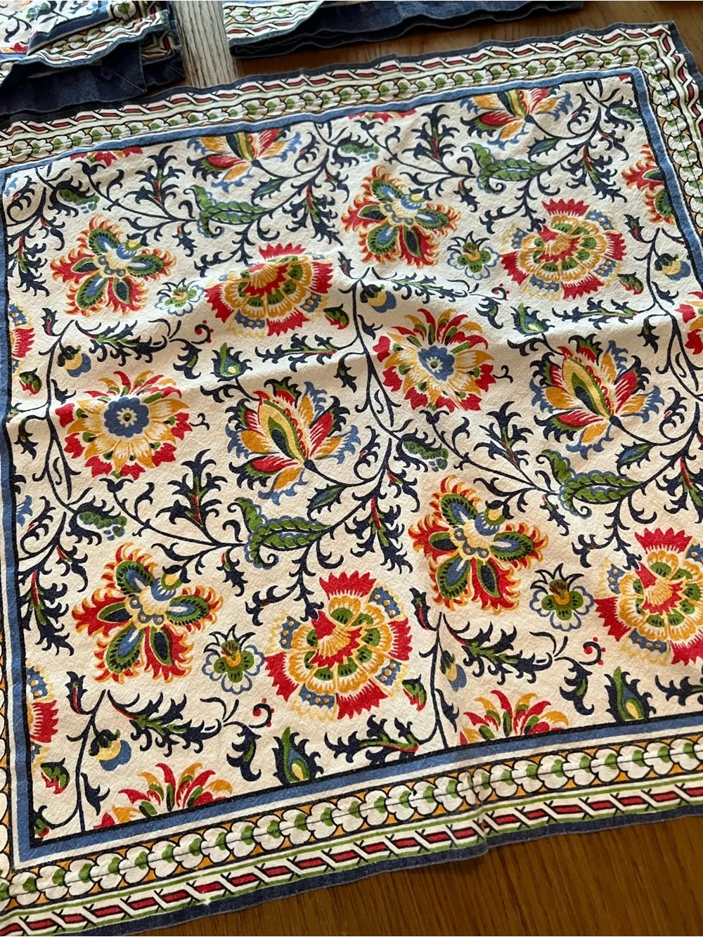 Williams Sonoma set of (8) floral block print napkins vintage linen cottage core